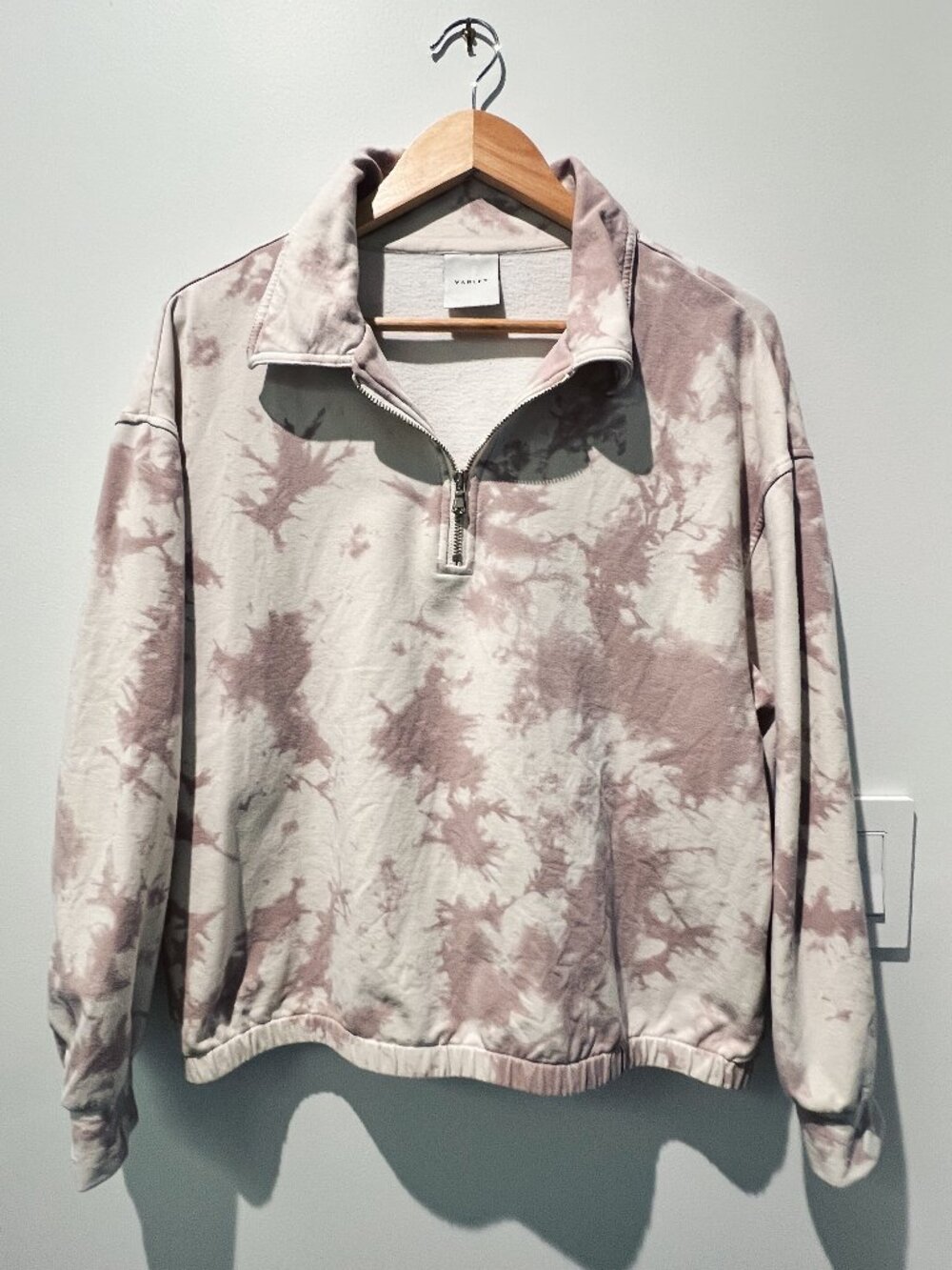 Varley Romero Tie Dye Half Zip - Mauve/Taupe/White - Sz M